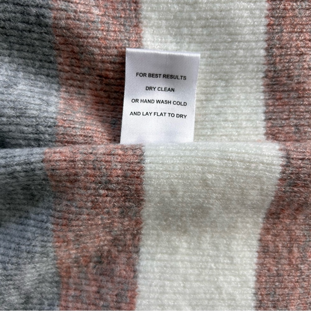 STITCHES & STRIPES Elaine Cardigan Sweater Grey Cream Pink Color Block Long L - Picture 7 of 11